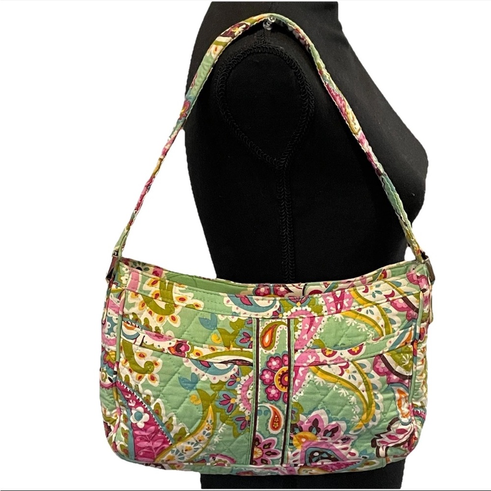 VERA BRADLEY TUTTI FRUITY Shoulder Bag & Matching Wallet Green & Pink Paisley - Picture 2 of 15